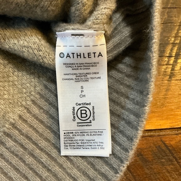 Athleta Hawthorne Textured Crew Sweater Merino Wool Gray Size Small - Picture 5 of 7